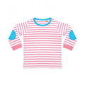 Leicht Rosa-Weiß - Front - Larkwood Baby Jungen gestreiftes langarmT-Shirt