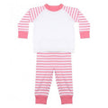 Rosa-Weiß - Front - Larkwood Baby Jungen-Mädchen Gestreifter Schlafanzug