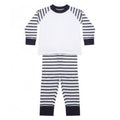 Marineblau-Weiß - Front - Larkwood Baby Jungen-Mädchen Gestreifter Schlafanzug