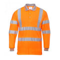 Orange - Front - Portwest Herren Hi-Vis Langarm Polohemd