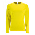 Neongelb - Front - SOLS Damen Performance T-Shirt Sporty, langärmlig