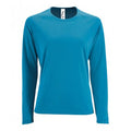 Wasserblau - Front - SOLS Damen Performance T-Shirt Sporty, langärmlig