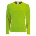 Neongrün - Front - SOLS Damen Performance T-Shirt Sporty, langärmlig