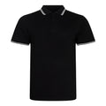Schwarz-Weiß - Front - AWDis Herren Stretch Tipped Pique Polo Shirt