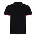 Schwarz-Rot - Front - AWDis Herren Stretch Tipped Pique Polo Shirt