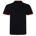 Schwarz-Rot - Back - AWDis Herren Stretch Tipped Pique Polo Shirt