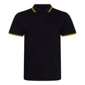 Schwarz-Gelb - Front - AWDis Herren Stretch Tipped Pique Polo Shirt