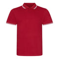 Rot-Weiß - Front - AWDis Herren Stretch Tipped Pique Polo Shirt