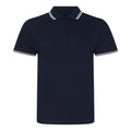 Marineblau-Weiß - Front - AWDis Herren Stretch Tipped Pique Polo Shirt