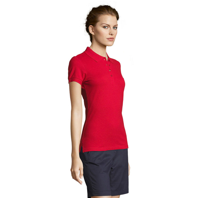 Rot - Side - SOLS People Damen Polo-Shirt, Kurzarm