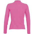Flash Pink - Back - SOLS Podium Damen Pique Polo-Shirt, Langarm