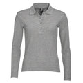Grau meliert - Front - SOLS Podium Damen Pique Polo-Shirt, Langarm