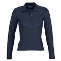 Marineblau - Front - SOLS Podium Damen Pique Polo-Shirt, Langarm