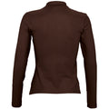 Schokolade - Back - SOLS Podium Damen Pique Polo-Shirt, Langarm