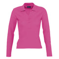 Flash Pink - Front - SOLS Podium Damen Pique Polo-Shirt, Langarm