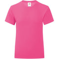 Fuchsia - Front - Fruit Of The Loom Mädchen Iconic T-Shirt
