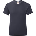 Navy - Front - Fruit Of The Loom Mädchen Iconic T-Shirt