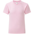 Rosa - Front - Fruit Of The Loom Mädchen Iconic T-Shirt