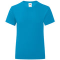 Azur - Front - Fruit Of The Loom Mädchen Iconic T-Shirt