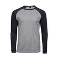 Grau meliert-Schwarz - Front - Tee Jays Herren Baseball-T-Shirt, langärmlig