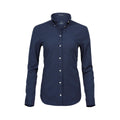 Marineblau - Front - Tee Jays Damen Perfect Langarm Oxford Bluse