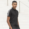 Schwarz-Grau - Back - Finden & Hales Erwachsene Unisex Kontrast Panel Pique Polo Shirt