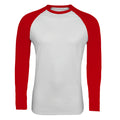 Weiß-Rot - Front - SOLS Herren Funky Kontrast Langarm T-Shirt