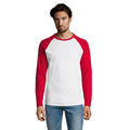 Weiß-Rot - Back - SOLS Herren Funky Kontrast Langarm T-Shirt