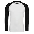 Weiß-Schwarz - Front - SOLS Herren Funky Kontrast Langarm T-Shirt