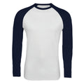 Weiß-Marineblau - Front - SOLS Herren Funky Kontrast Langarm T-Shirt