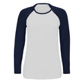 Weiß-Marineblau - Front - SOLS Damen Langarmshirt mit Kontrastärmeln