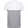 Weiß-Marineblau - Back - Front Row Unisex Breton T-Shirt mit Streifen