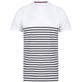 Weiß-Marineblau - Front - Front Row Unisex Breton T-Shirt mit Streifen