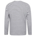 Weiß-Oxford Marineblau - Back - Skinni Fit Unisex Langarm Streifen T-Shirt