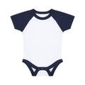 Weiß-Marineblau - Front - Larkwood Baby Jungen-Mädchen Essential Kurzarm Baseball Body