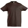 Schokolade - Front - SOLS Kinder Imperial T-Shirt, Baumwolle, Kurzarm