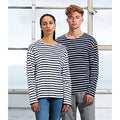 Marineblau-Weiß - Back - One by Mantis - T-Shirt für Herren-Damen Unisex Langärmlig