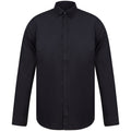 Schwarz - Front - Henbury Herren Modern Langarm Slim Fit Oxford Hemd