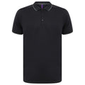 Marineblau-Graphit - Front - Henbury Herren HiCool Tipped Polo Shirt