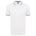 Weiß-Marineblau - Front - Henbury Herren HiCool Tipped Polo Shirt