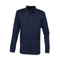 Marineblau - Front - Henbury - Poloshirt für Herren-Damen Unisex Langärmlig
