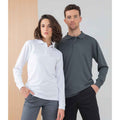 Weiß - Back - Henbury - Poloshirt für Herren-Damen Unisex Langärmlig
