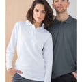 Weiß - Side - Henbury - Poloshirt für Herren-Damen Unisex Langärmlig
