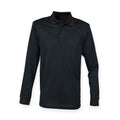 Schwarz - Front - Henbury - Poloshirt für Herren-Damen Unisex Langärmlig