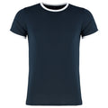 Marineblau-Weiß - Front - Kustom Kit Herren Fashion Fit Ringer T-Shirt