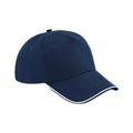 Marineblau-Weiß - Front - Beechfield Authentic Paspel 5 Paneel Baseballkappe