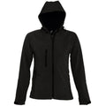 Schwarz - Front - SOLS Damen Replay Softshell-Jacke mit Kapuze, atmungsaktiv, winddicht, wasserabweisend