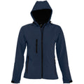 Marineblau - Front - SOLS Damen Replay Softshell-Jacke mit Kapuze, atmungsaktiv, winddicht, wasserabweisend