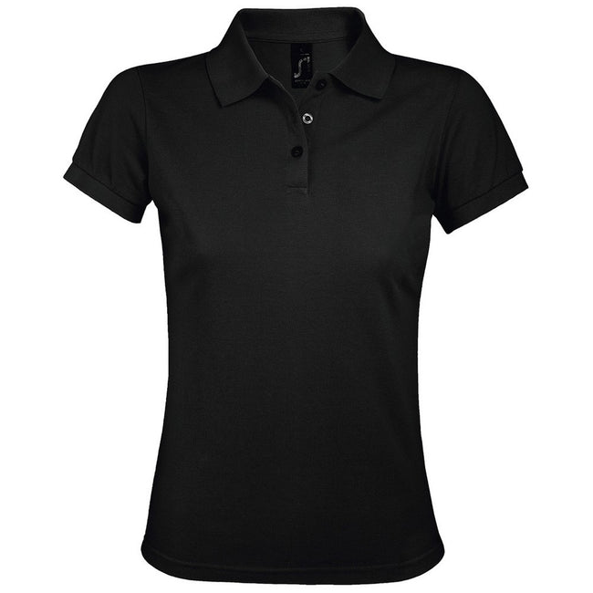 Schwarz - Front - SOLS Prime Damen Pique Polo-Shirt, Kurzarm