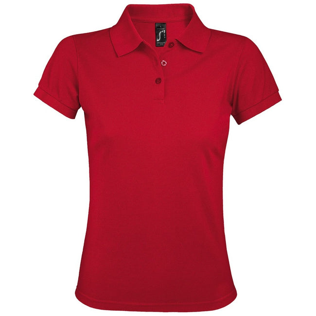 Rot - Front - SOLS Prime Damen Pique Polo-Shirt, Kurzarm